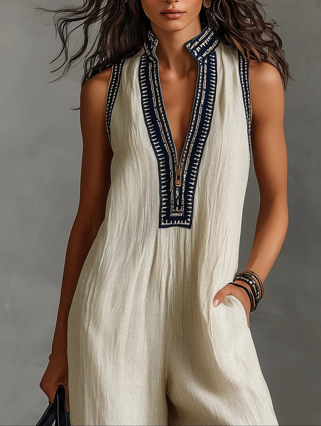 Orlinda Zipper Sleeveless Jumpsuit
