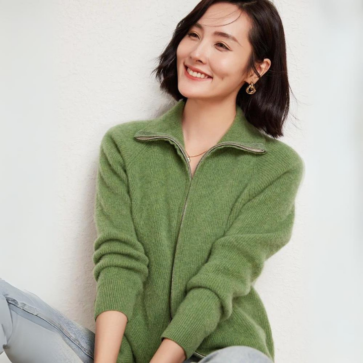 Women's Merino Wool Zip Up Sweater