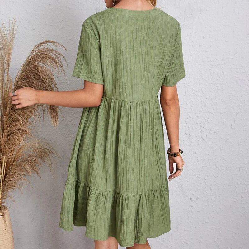 Laura A line Boho Ruffle Dress