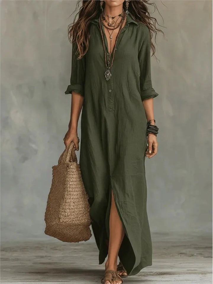 Sadona Linen Long Shirt Dress