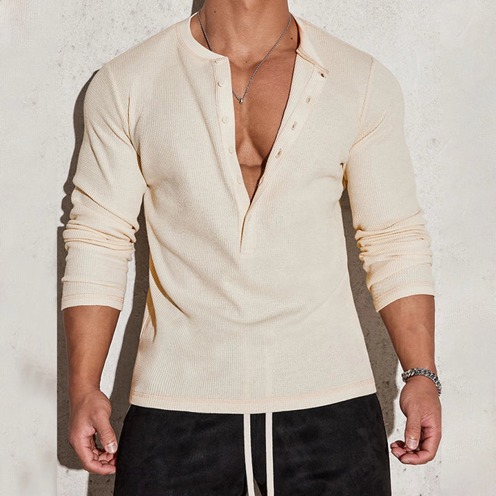 Landen Button Up  Waffle Shirt