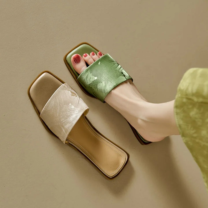 Orlinda Floral Embossed Square Toe Sandals