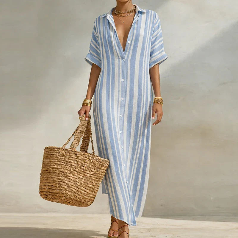 Andrea Linen Long Shirt Dress
