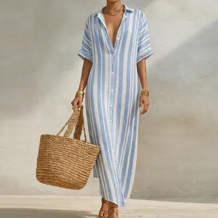 Andrea Linen Long Shirt Dress