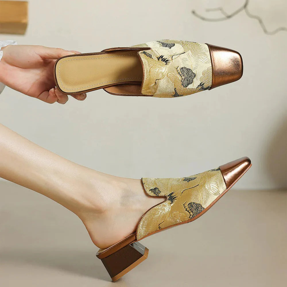 Monica Floral Embossed Mules