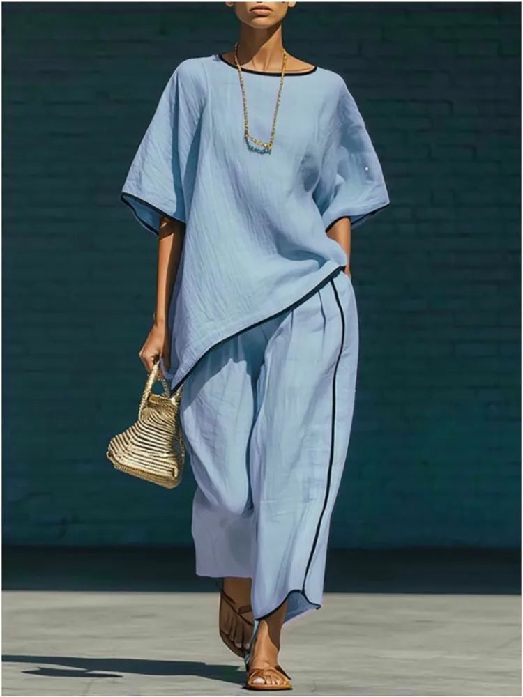 Cassidy Linen Blend Cropped Pant Set