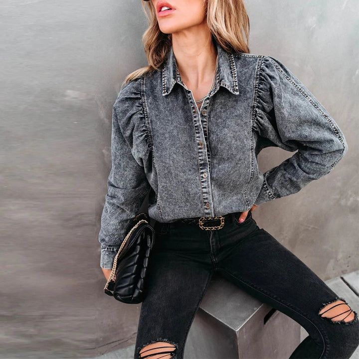 Pandra Vintage Puff Denim Shirt