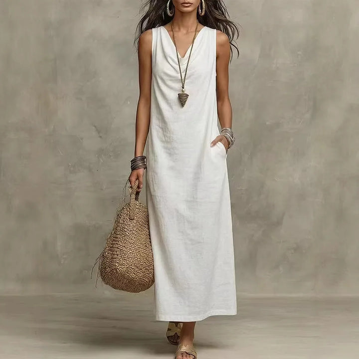 Hailey Linen Sleeveless Maxi Dress
