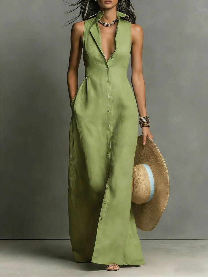 Angela Elegant Lapel Shirt Dress