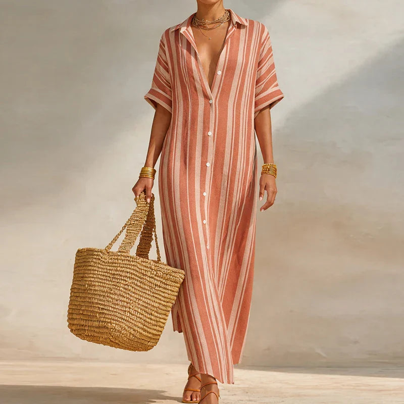 Andrea Linen Long Shirt Dress
