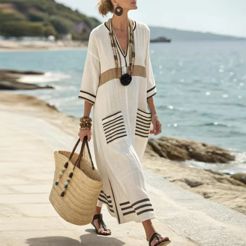 Harper Striped Kaftan Dress