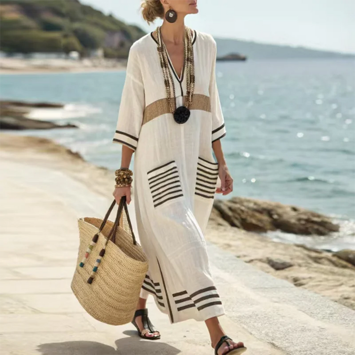 Harper Striped Kaftan Dress