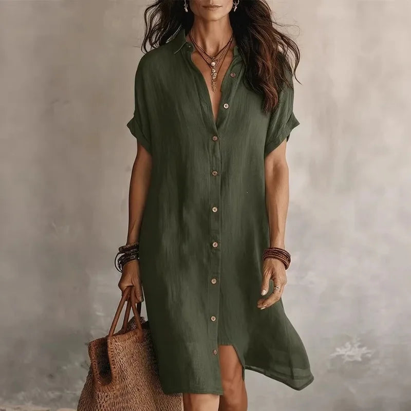 Perla Button Down Shirt Dress