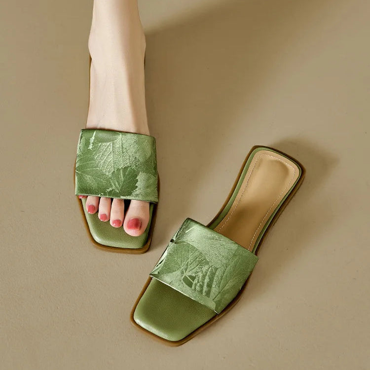 Orlinda Floral Embossed Square Toe Sandals