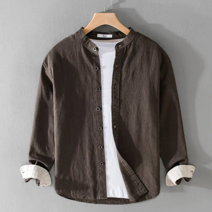 Novaro Cotton Linen Henley Shirt
