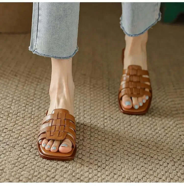 Avalon Leather Slip on Slides