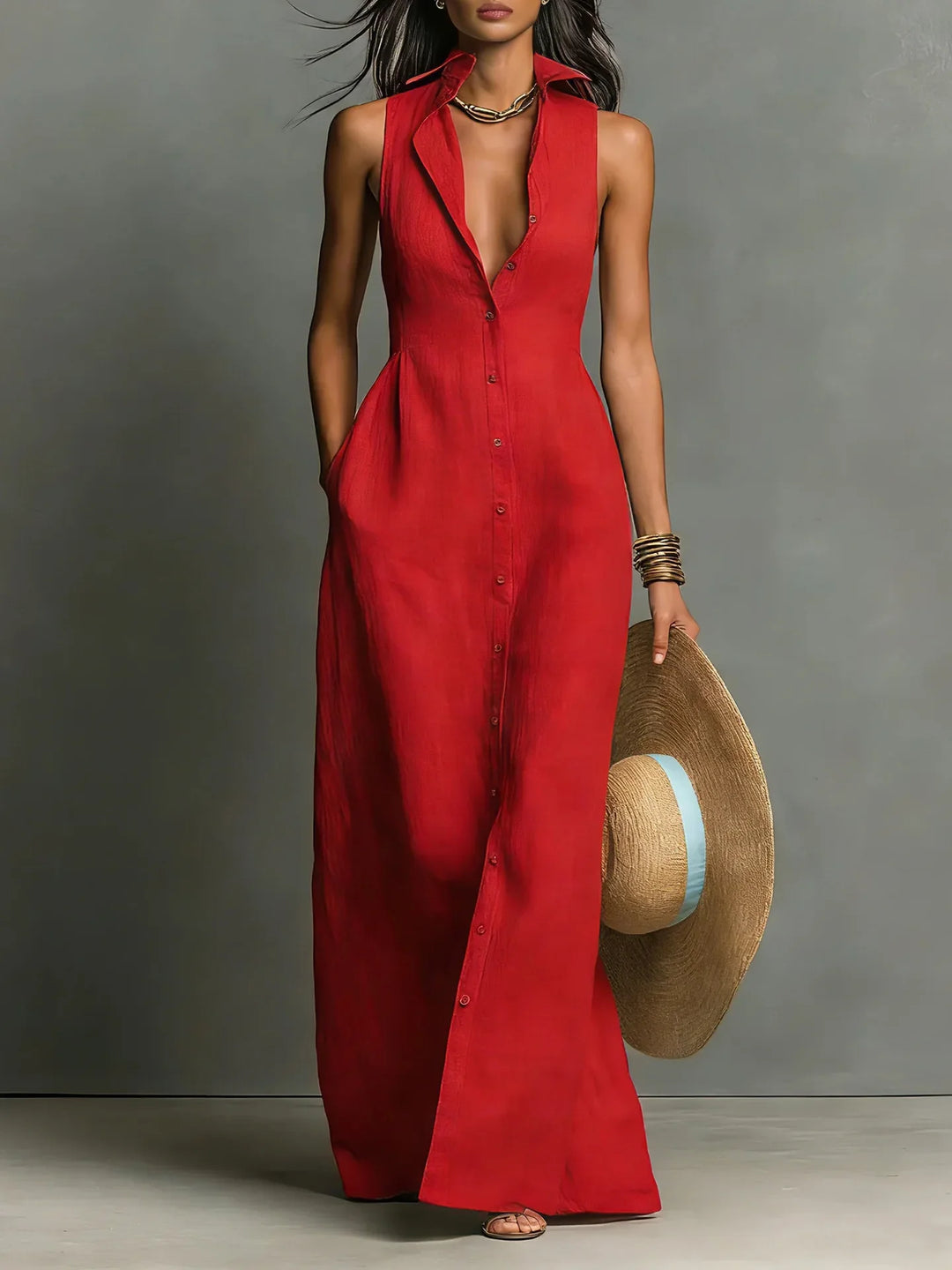 Angela Elegant Lapel Shirt Dress
