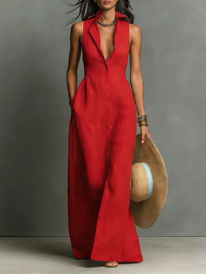 Angela Elegant Lapel Shirt Dress