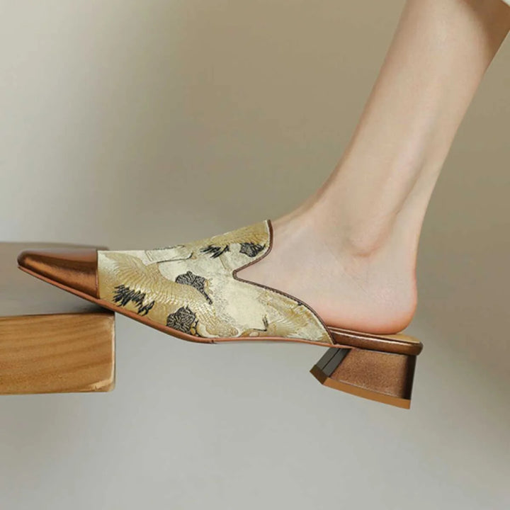 Monica Floral Embossed Mules