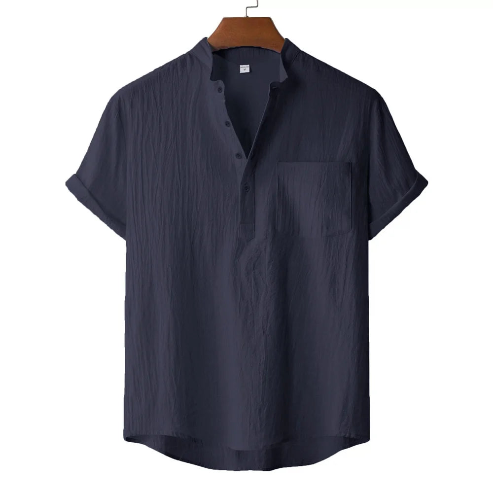 Micheal Linen Henley Hawaii Shirt