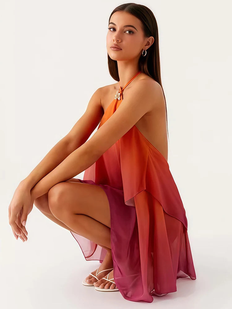 Rihana Backless Mini Vacation Sundress