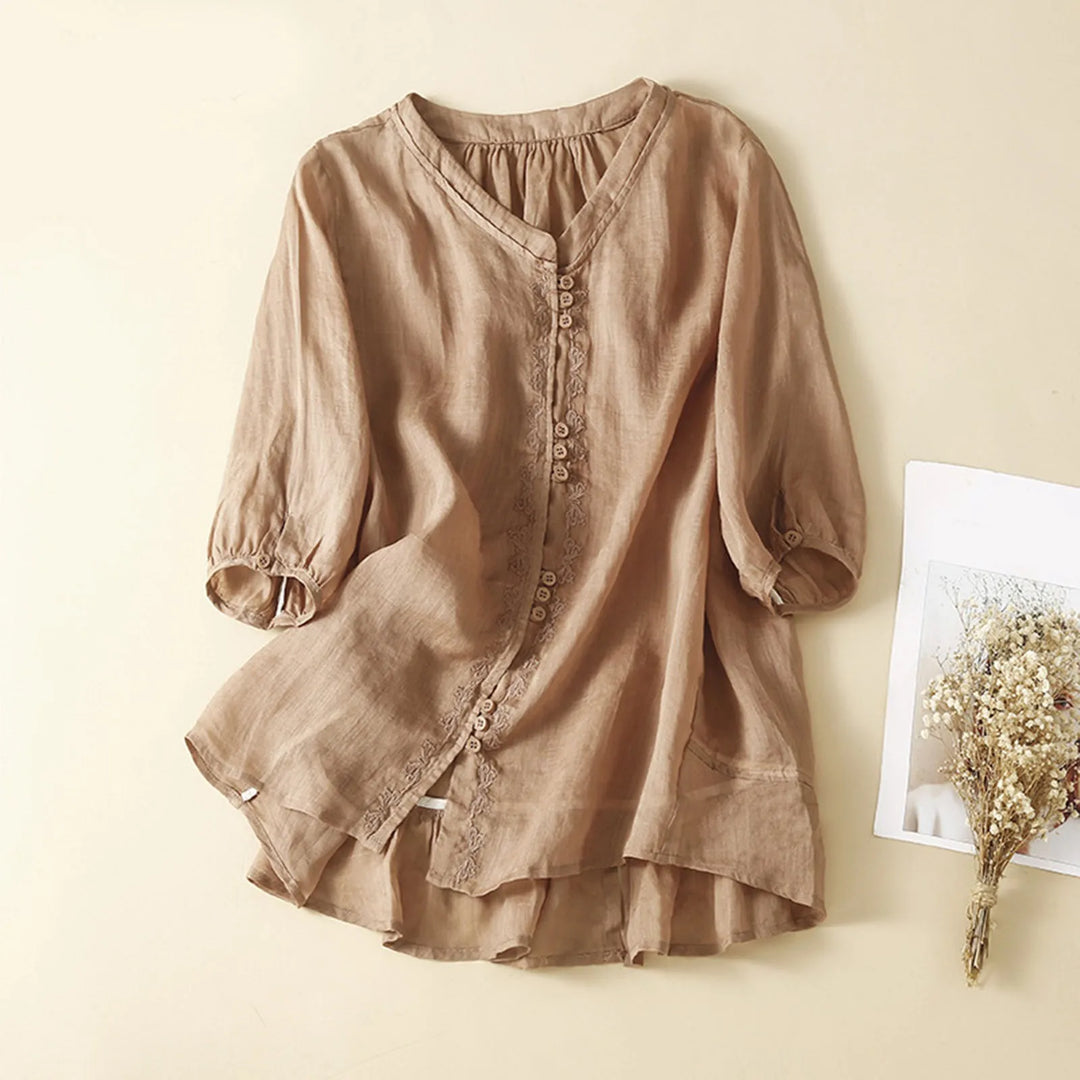 Amelia V-Neck Linen Top