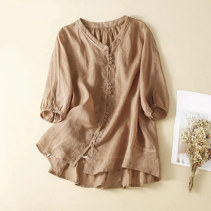 Amelia V-Neck Linen Top