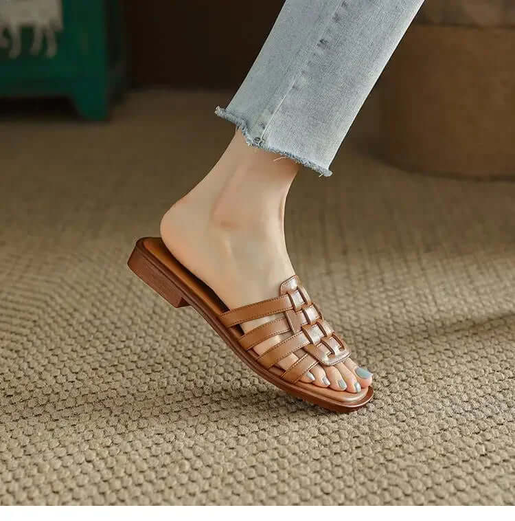 Avalon Leather Slip on Slides