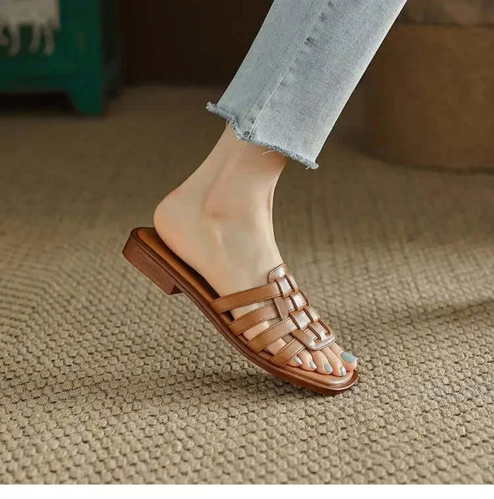 Avalon Leather Slip on Slides