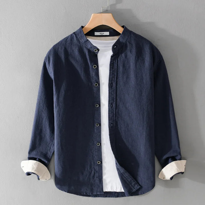 Novaro Cotton Linen Henley Shirt
