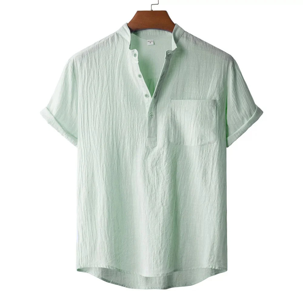 Micheal Linen Henley Hawaii Shirt
