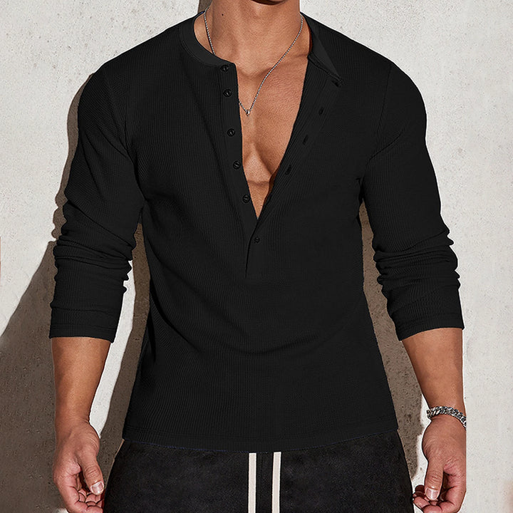 Landen Button Up  Waffle Shirt