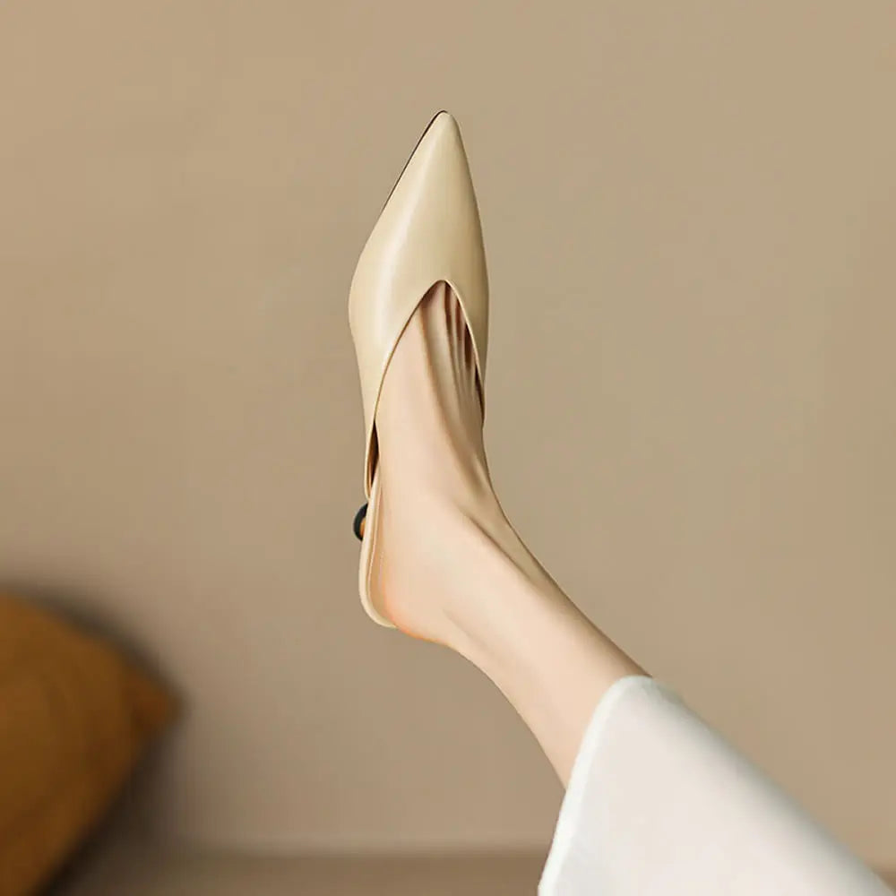 Savanah Leather Kitten Heels