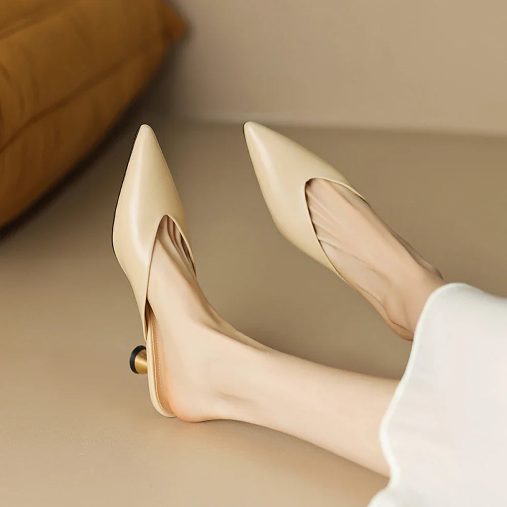 Savanah Leather Kitten Heels