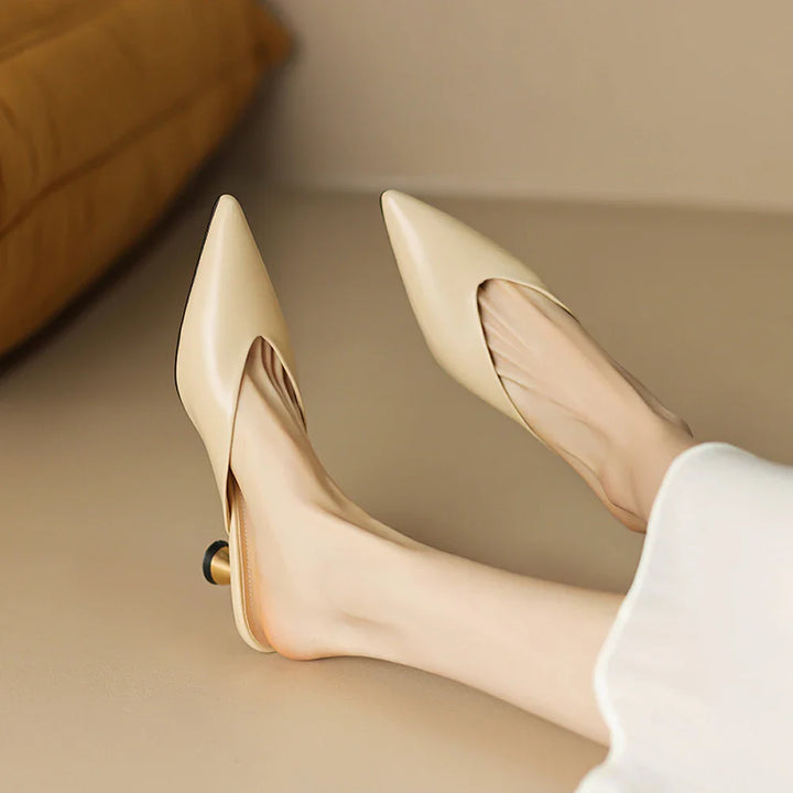 Savanah Leather Kitten Heels