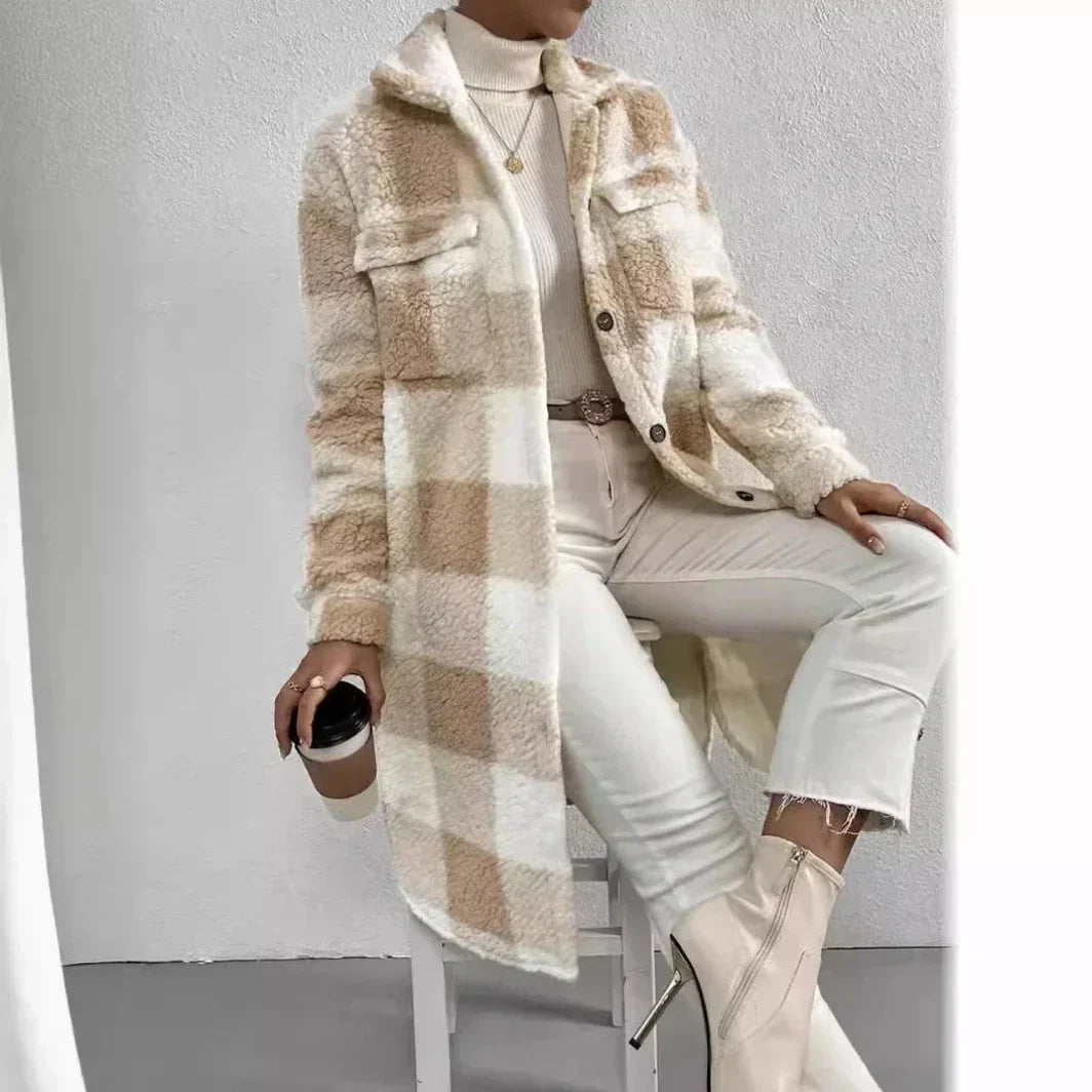 Sabrina  Women's Long Plaid Trench Coat
