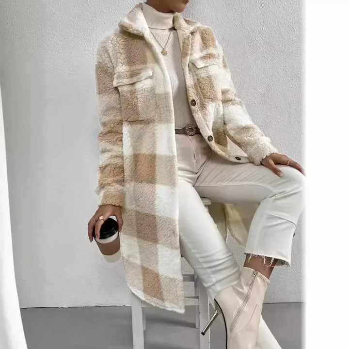 Sabrina  Women's Long Plaid Trench Coat