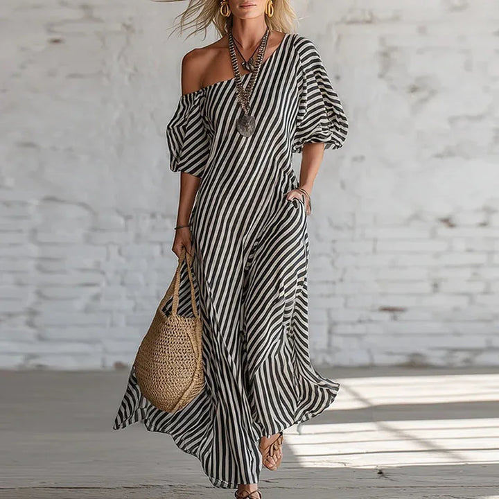 Delila One Shoulder Puff Sleeve Dress