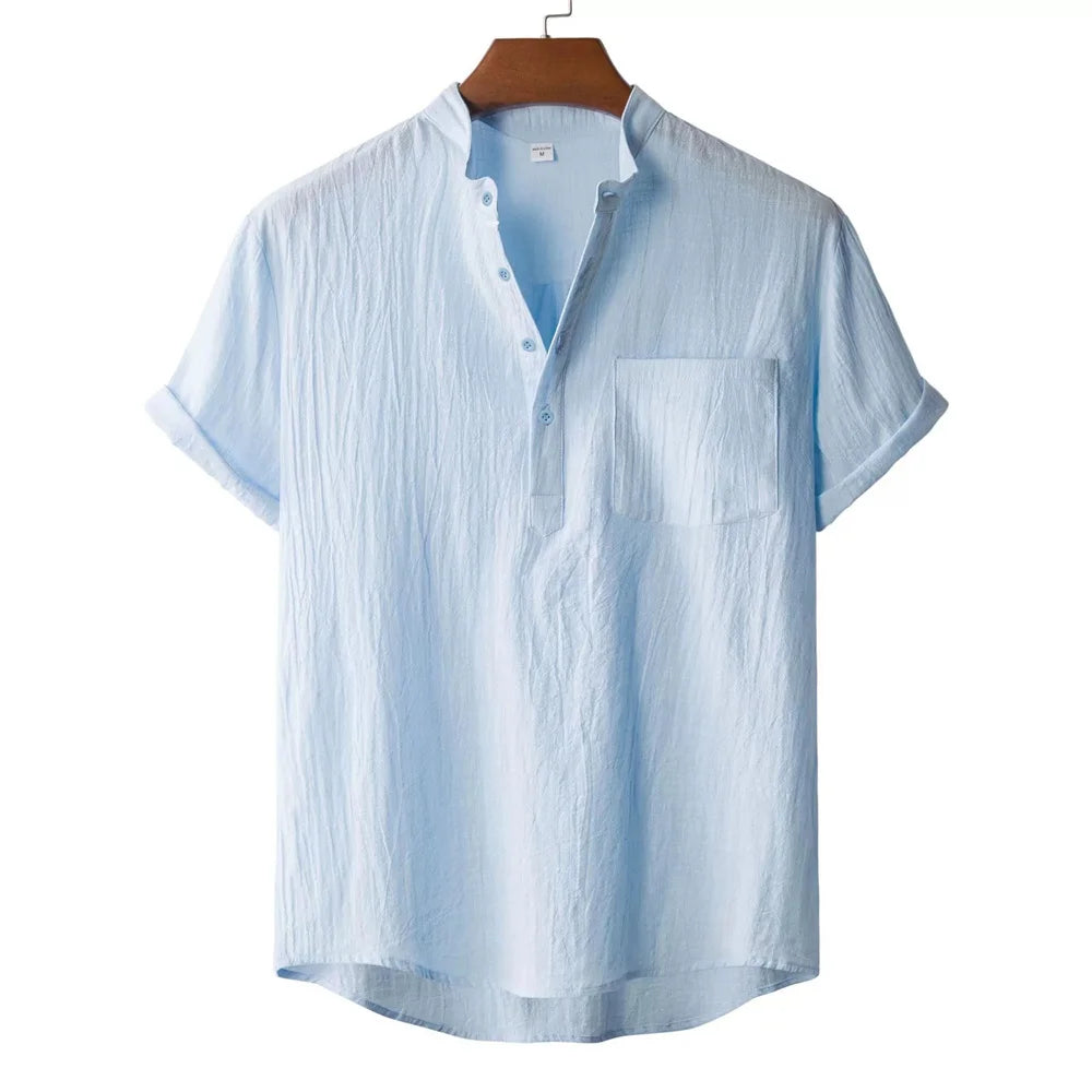 Micheal Linen Henley Hawaii Shirt
