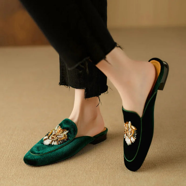Monet Velvet Summer Mules