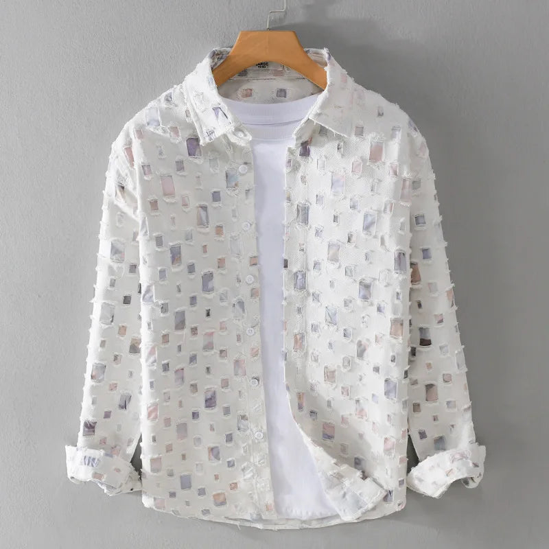 Mosaic Cotton Grid Shirt