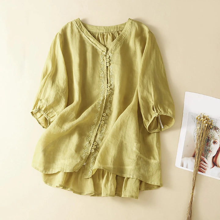 Amelia V-Neck Linen Top