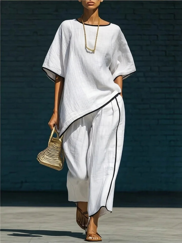 Cassidy Linen Blend Cropped Pant Set