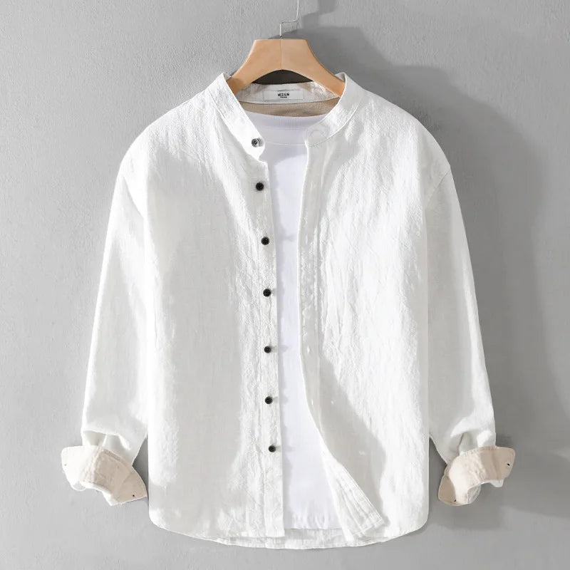 Novaro Cotton Linen Henley Shirt