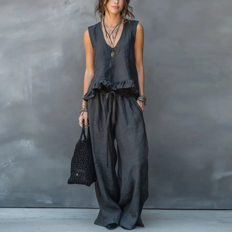 Claudia Sleeveless Ruffle Matching Set