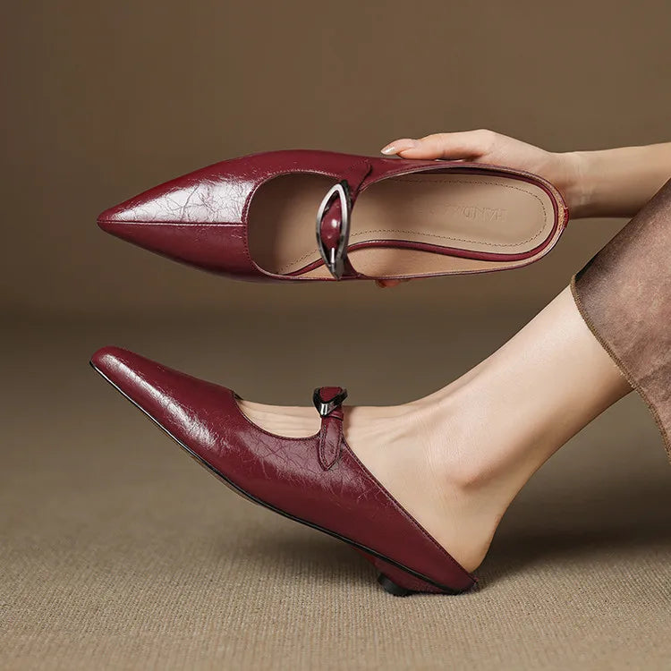 Alvina Genuine Leather Mules