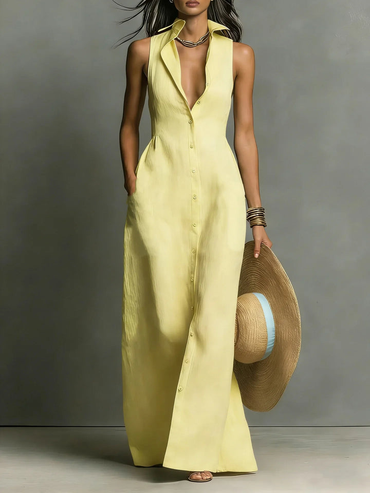Angela Elegant Lapel Shirt Dress