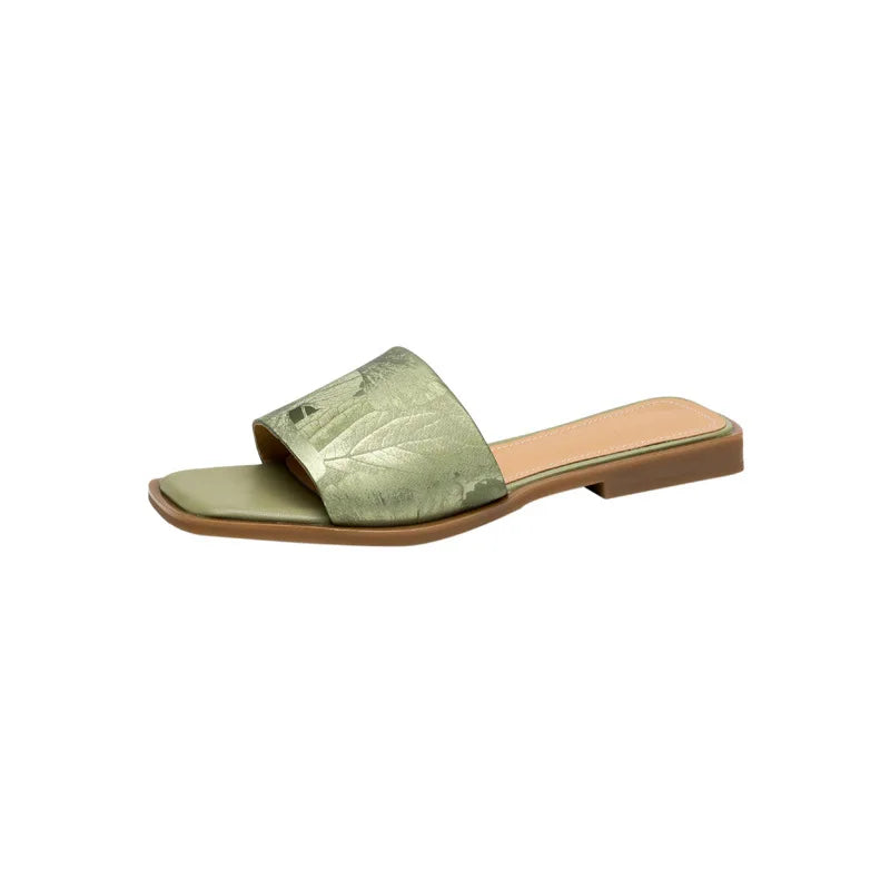Orlinda Floral Embossed Square Toe Sandals
