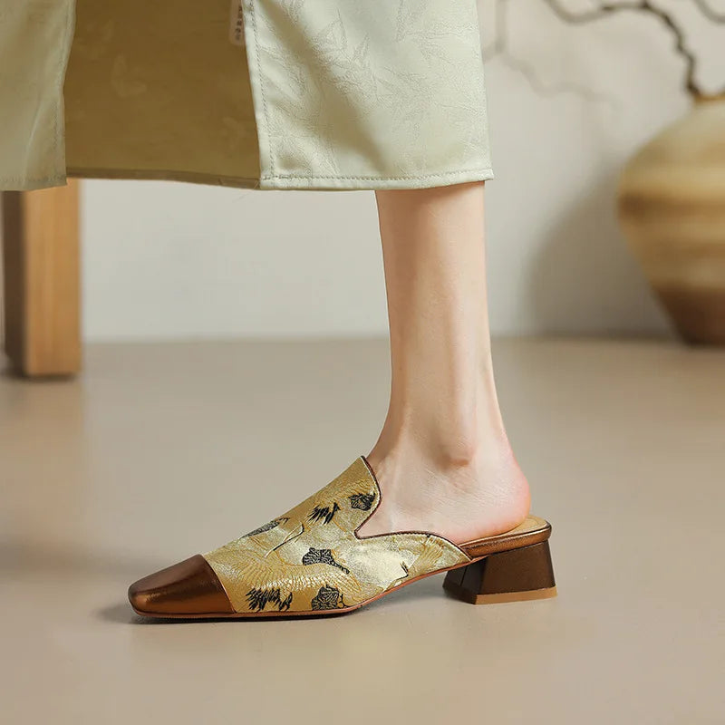 Monica Floral Embossed Mules