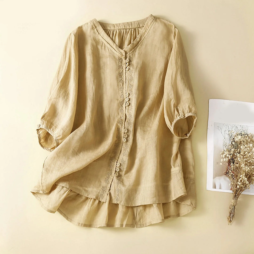 Amelia V-Neck Linen Top